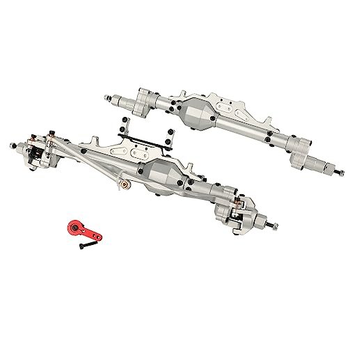 ZXYRC CNC Aluminum Complete Front Rear Portal Axle for 1/10 RC Crawler Axial WRAITH 90018 RR10 90048 0301 Upgrades Compatible with RC Jet SU 27 Models Silver