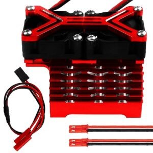 Vgoohobby Motor Heatsink Dual Cooling Fan 40 42mm for Arrma Notorious RC Car 1/7 1/8 Scale Models Fits 4068 4074 4082 4268 4274 Motors Red
