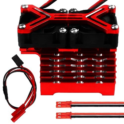 Vgoohobby Motor Heatsink Dual Cooling Fan 40 42mm for Arrma Notorious RC Car 1/7 1/8 Scale Models Fits 4068 4074 4082 4268 4274 Motors Red
