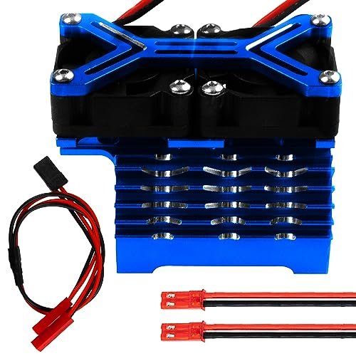 Vgoohobby Motor Heatsink Dual Cooling Fan for Traxxas Modified RC Car 40 42mm Fit 4068 4074 4082 4268 4274 Motors Blue