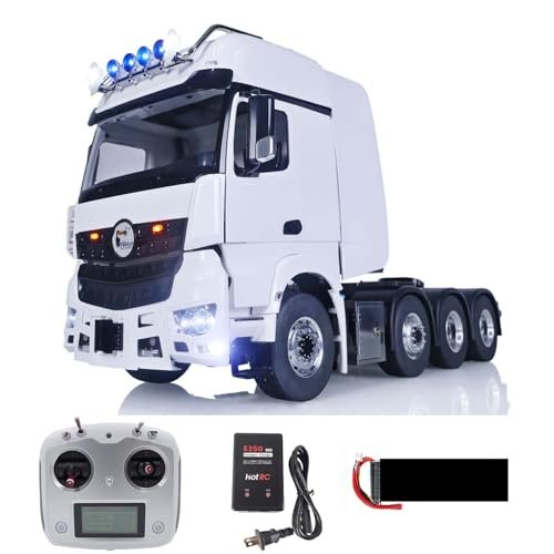 LESU 8X8 RC Truck M983 HEMTT Oshkosh 1/14 Scale Heavy Duty Metal Chassis 4 Axles High Roof Front Hook Equipment Rack RTR I6S Radio Controller