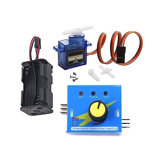 ESM RC Planes Servo Motor Tester Controller Kit with 180 Degree 9g Servo and 6V Battery Holder for Robotics and Hobby Projects