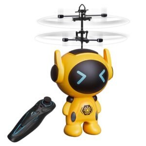 FlyTech Flying Robot RC Remote Control Helicopter with LED for Kids and Adults Indoor Outdoor Play Yellow