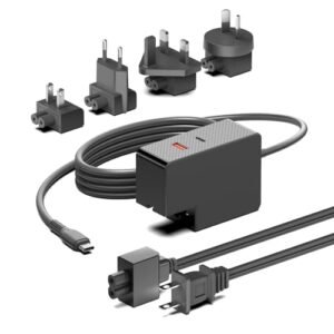 HKY 100W USB C Charger Multiple Ports 10Ft PD3 GaN Power Adapter with US UK EU AU Foldable Plug AC Extension Cord for DJI Drones Starlink Mini NOCO