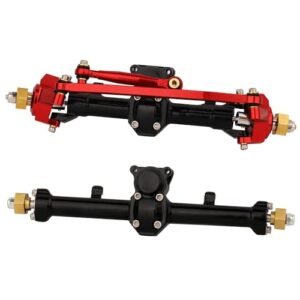 ZXYRC Full Metal Front Rear Axles Set with Gear Drive Shaft for RC Eurofighter Jet SCX24 Deadbolt JLU C10 Bronco Gladiator Axial 1 24 RC Crawler Upgrade Parts Red