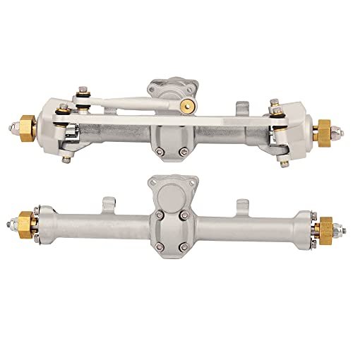 ZXYRC Full Metal Front Rear Axles Set for SCX24 RC Crawler Upgrade Parts Compatible with RC F14 Jet Models Silver