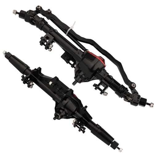 ZXYRC Complete Metal RC Car Front Rear Straight Axle with Red Diff Cover for 1/10 RC Rock Crawler Axial Wraith 90018 90020 90045 RR10 90048 90053 AX10 Upgrade Parts Black Vintage RC Engines