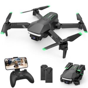 Swann RC Helicopter with Camera for Kids Mini FPV Drones 1080P HD Foldable Remote Control Quadcopter One Key Start Stable Hover 3D Flips 2 Batteries
