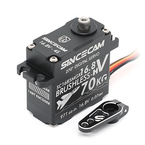 Sincecam 70kg Brushless Servo 16V High Pressure Waterproof Steering Digital Servos with 14bit Magnetic Sensor for RC Crawler Robot