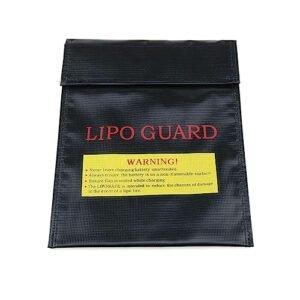 Dookoe Lipo Guard Silver Lithium Charging Bag Safe Flame Retardant Battery Bag for Nitro RC 18 Wheeler Black 18 x 23cm 1pcs