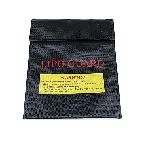 Dookoe Lipo Guard Silver Lithium Charging Bag Safe Flame Retardant Battery Bag for Nitro RC 18 Wheeler Black 18 x 23cm 1pcs