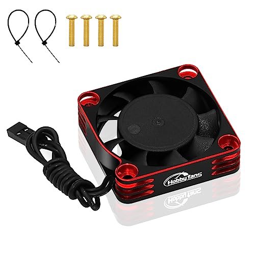 Hobby Fans 40mm High Speed RC Car ESC Flashing Red Cooling Fan 28000RPM Brushless Motor Fan for 1/8 1/10 540 550 F540 3650 3660 Motors