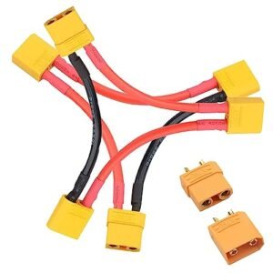 LINSYRC XT90 Male Female Plug 2pcs XT90 Series Connector 1 Female 2 Males Adapter Wire with 10CM 10AWG Silicone Cable for AH 1 RC Helicopter Quadcopter