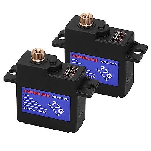 WOAEIUOS 2PCS 17G RC Digital Servo High Torque Waterproof Metal Gear for Advantage RC Plane and Robot