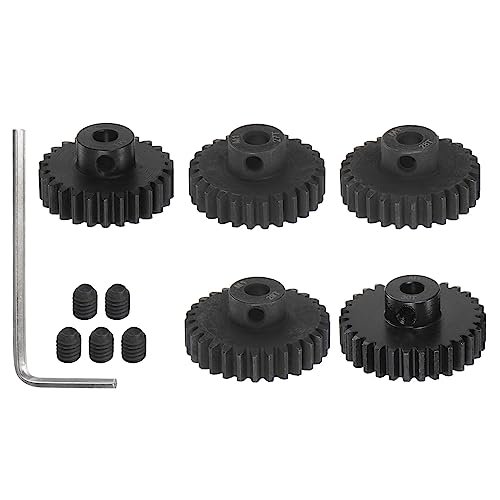 HARFINGTON Mod 1 M1 Pinion Motor Gear Set 5pcs 26T 27T 28T 29T 30T for Thunder 01 RC Boat 5mm RC Motor Shaft M1 Pitch Gears with Hex Key