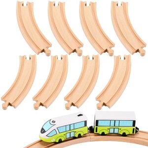 Liliful Pack of 8 Wood RC Robot Tracks Expansion Packs Compatible with Most Train Tracks
