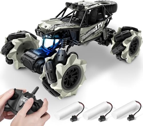 DoDoeleph RC 4WD Monster Truck Off Road Remote Control Car with 360° Rotating Rechargeable Battery Stunt Toys for Boys Girls Kids Adults