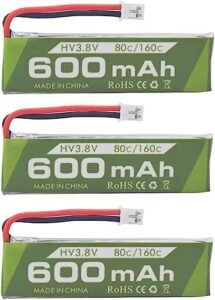 3PCS 1S 3.8V 80C 600mAh Lithium Battery with JST PH 2.0 Plug for Cineahoop Tinyhawk Mini FPV Racing Drone