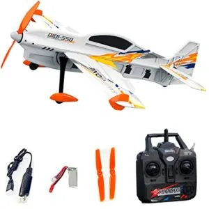 FLYCOLOR QIDI 550 RC Airplane Hanging Stunt Fixed Wing with Wind Resistant Flight Control Ready to Fly Yellow