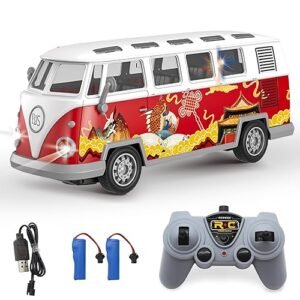 Spobot 2.4G Remote Control 1962 Volkswagen Classic Bus with Custom Decals for RC Cars Retro Truck Model with Lights and Sound