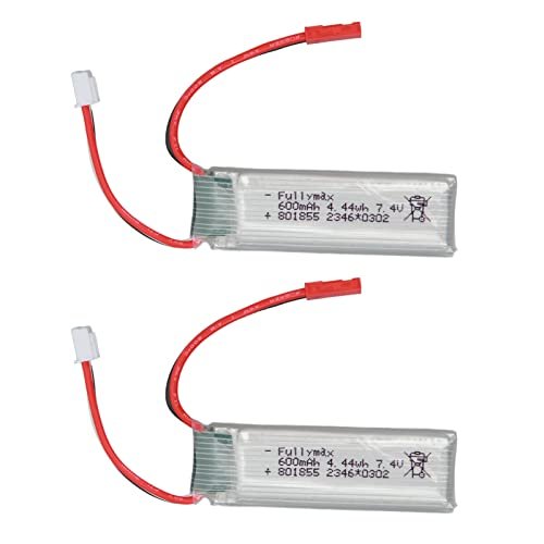 Asixxsix RC Airplane Lithium Battery, 2PCS 7.4v 600mah Lithium Battery Large Capacity RC Helicopter Lithium Battery Replacement Batteries for WLtoys XK RC Aircraft