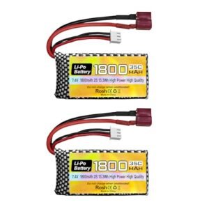 Fytoo 2PCS 7.4V 35C 1800mah Li-PO Battery for WLTYOS K929-B A959-B 12401 12402 12403 12404 12423 12428 144001 1/18 1/14 1/12 RC Toy Car Battery