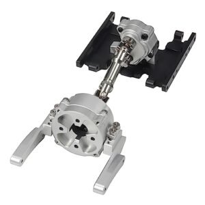 Axial SCX10 II Planetary Gearbox Transfer Case Short Drive Shaft Skid Plate Front Motor Mount for 1/10 RC Short Course Truck Chassis Upgrades Accessories Silver