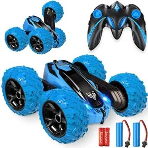KKONES Cars 3 RC Cars 2.4GHz Remote Control Stunt Car with LED Headlight High Speed Off Road Crawler Toy for Boys Blue