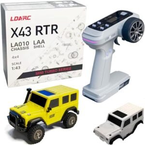 LDARC 1 43 Scale Mini RC Crawler RTR RC Rock Truck 4x4 2.4GHZ Remote Control Car with DIY Replaceable Crawler RC Body Lemon Yellow