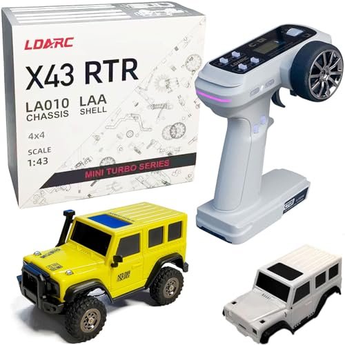 LDARC 1 43 Scale Mini RC Crawler RTR RC Rock Truck 4x4 2.4GHZ Remote Control Car with DIY Replaceable Crawler RC Body Lemon Yellow