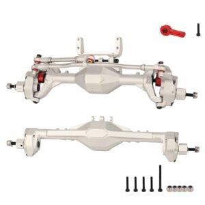 RZXYLRC 1/10 CNC Aluminum Alloy Integrated Front & Rear Portal Axle for SCX10 II Element Enduro GEN8 RGT EX86100 90046 90047 RC Crawler Upgrade Part (Silver)