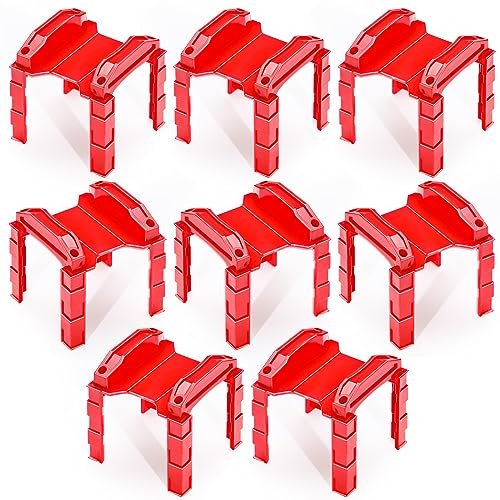 Hiboom RC Wooden Propellers 8 Pcs Train Track Riser Red Plastic Bridge Multi Level Support Stackable Accessories