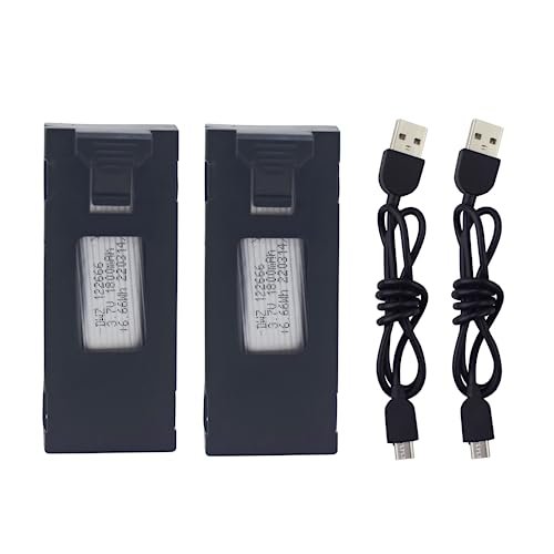 Sea Jump 2PCS 3.7V 1800mAh Lithium Battery with USB Charging Cable for E88 E88PRO E88MAX E525 E99 E99PRO P1 P5PRO K3 S1 P8 RC Quadcopter Drone Accessories