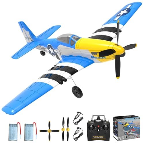 CKYSCHN P51 Mustang Aerobatic RC Plane Design 4 Channel 3 Modes with X Pilot Stabilization for Beginners and Adults
