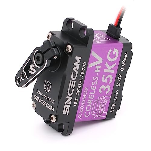 Sincecam 35kg Coreless Steering Servo High Torque Digital Programmable for RC Learjet Plans All Aluminum Case Reinforced Steel Oblique Gear
