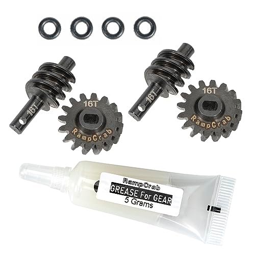 RampCrab Wolf 2 RC Car Parts Differential Gear Set 16T 2 Sets Hardened Steel Upgrade for SCX24 Bronco Deadbolt JLU B17 Gladiator C10 1/24 RC Crawler Car
