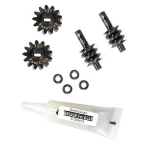 RampCrab Overdrive Differential Gear Set 13T 2 Sets Hardened Steel 1/24 Upgrade Parts for Axial SCX24 Bronco Deadbolt JLU B 17 Gladiator C10 1/24 RC Crawler Car with Grease for RC Car Differential
