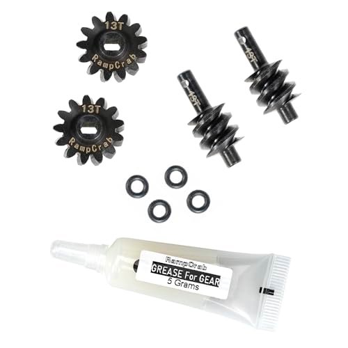 RampCrab Overdrive Differential Gear Set 13T 2 Sets Hardened Steel 1/24 Upgrade Parts for Axial SCX24 Bronco Deadbolt JLU B 17 Gladiator C10 1/24 RC Crawler Car with Grease for RC Car Differential