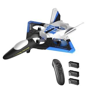 GoolRC 3D Printed RC Jet Plane with 4K Camera 6CH Remote Control Foam Glider Easy to Fly V31 Jet Fighter with Gravity Sensing Headless Mode 3 Batteries
