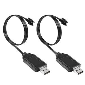 YACSEJAO 2 Pack USB Charger Cable with SM 2P Connector Plug for 7 4V 1000mA LiPo Batteries Compatible with Hilux RC Truck and Other RC Vehicles
