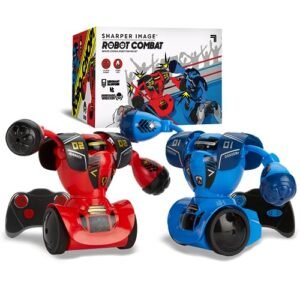 Sharper Image RC Robot Combat Set 2 Player Remote Control Battle Robots with LED Lights and Sound Effects Wireless Infrared Technology