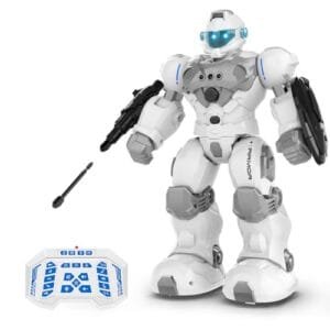 STEMTRON RC Helicopter Missile Launcher Robot Toy for Kids Programmable with Gesture Sensing Remote Control