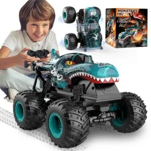 Big Monster Truck RC Car 2.4Ghz Remote Control Dinosaur Toy with Light Music Stunt 360 Spin for Boys Ages 4 7