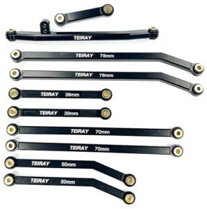TEIRAY SCX24 High Clearance Steering Rod Tie Links Upgrade Kit for 1/24 RC Car Chassis Compatible with Axial AXI00005 Gladiator 10PCS Black
