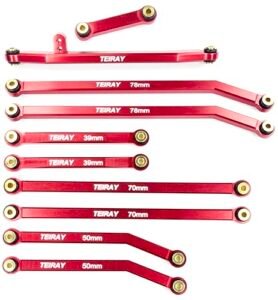 TEIRAY SCX24 High Clearance Steering Rod Tie Links Upgrades for 1/24 Scale RC Car Crawler Gladiator AXI00005 10PCS Red
