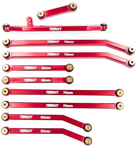 TEIRAY SCX24 High Clearance Steering Rod Tie Links Upgrades for 1/24 Scale RC Car Crawler Gladiator AXI00005 10PCS Red