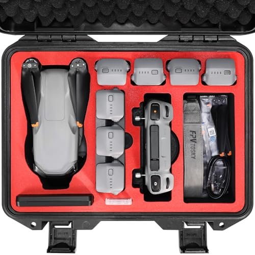 FPVtosky Hard Case for DJI Air 3S Drone with Heads Up RC Batteries Storage Waterproof Shell Compatible with DJI RC2 RC N2 RC Pro