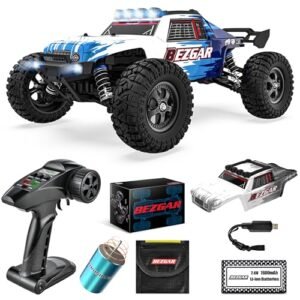 BEZGAR Remote Control Car - 1:12 Scale Brushless RC Offroad Max 32MPH, Waterproof Monster Truck, Adult Blue-Gray