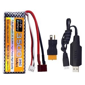 MOONZON 1PCS 7.4V 35C 3500mAh Lithium Battery for RC Plane Drawings and Off Road Vehicles