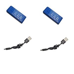 HASAKEE 2PCS 3.7V Rechargeable Batteries and 2PCS USB Chargers Compatible with New Bright RC Chargers for M1 M1C M1S Drones